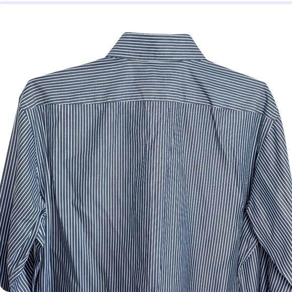 BOSS Navy Striped Spread Collar Regular Fit 17.5/44 - Picture 4 of 9